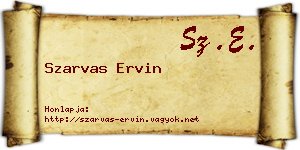Szarvas Ervin névjegykártya